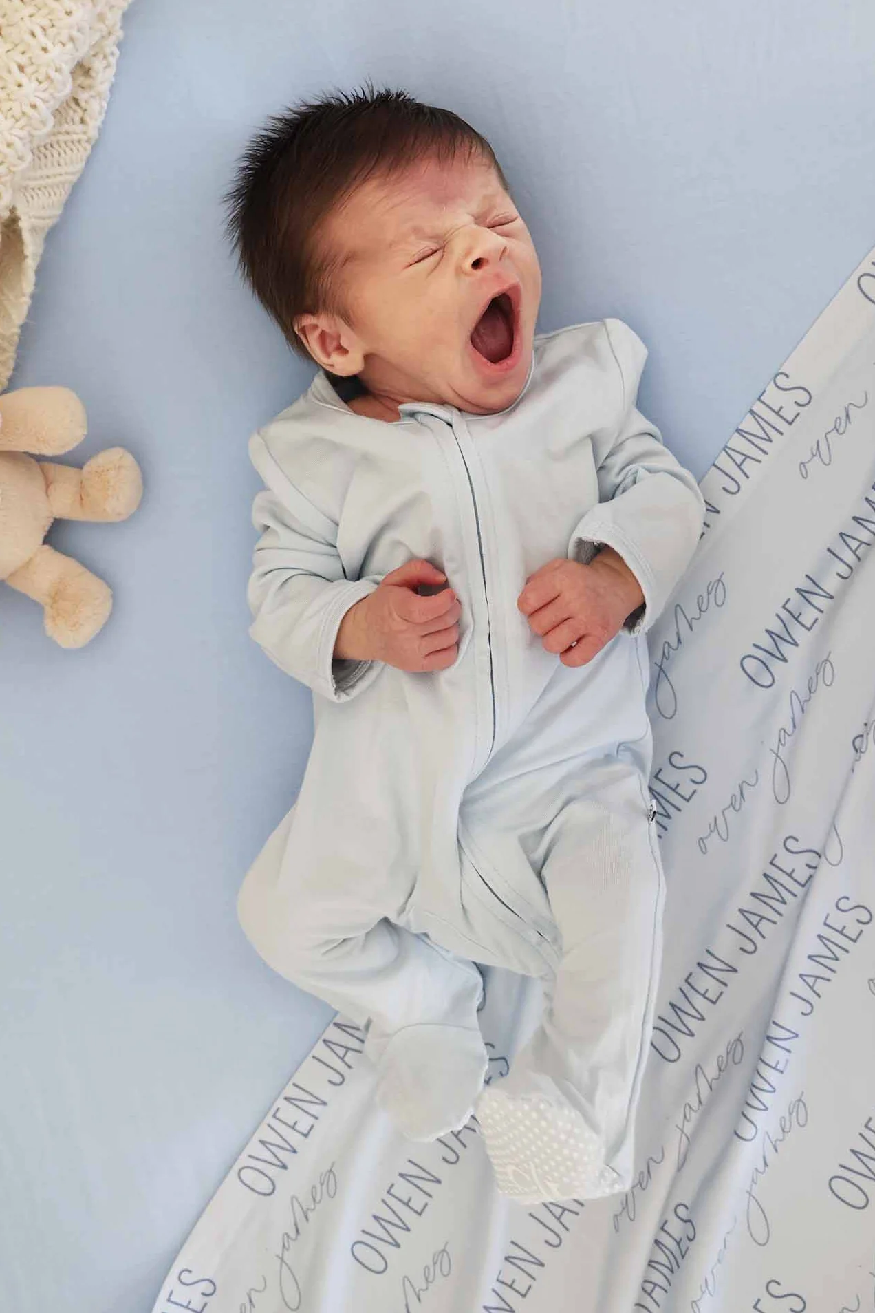 Baby Blue Bamboo Zipper Footie - Image 3