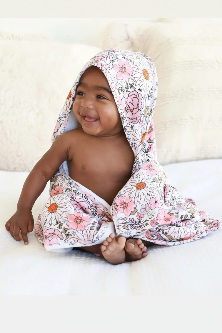 Bamboo Hooded Towel | Purple Floral - Image 3