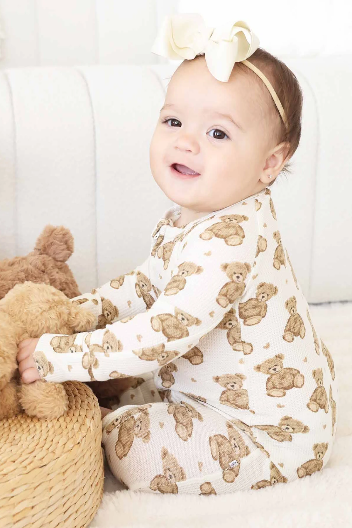 Beary Sweet Bamboo Waffle Convertible Zip Romper - Image 8