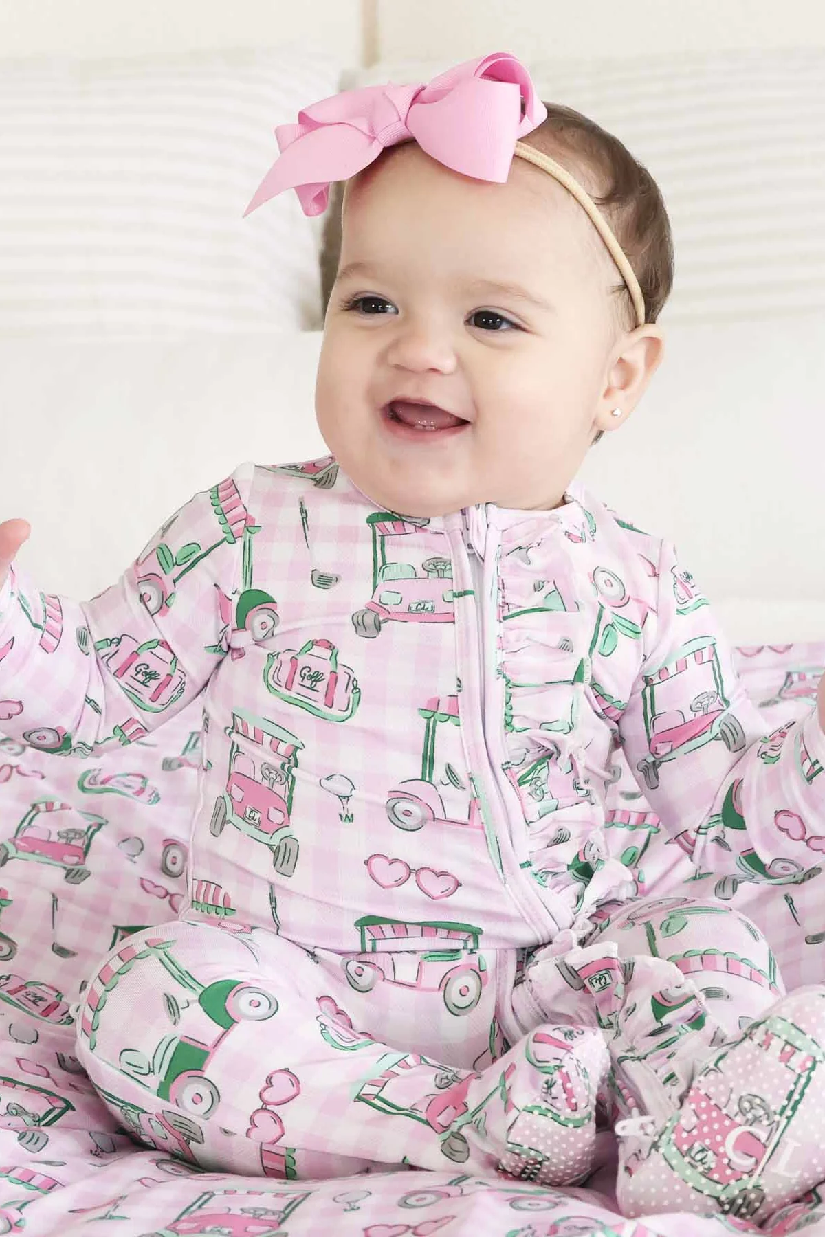 Birdie Babes Ruffle Zipper Footie | Pink - Image 3