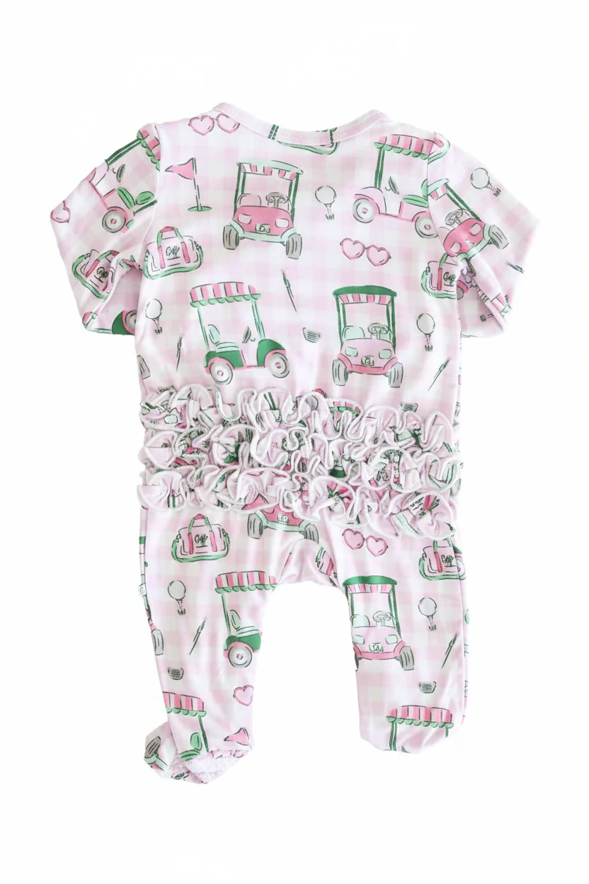 Birdie Babes Ruffle Zipper Footie | Pink - Image 9