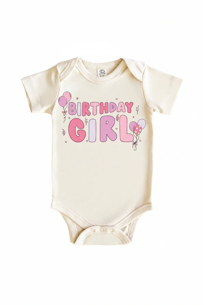 Birthday Girl Graphic Bodysuit & Kids Tee | Natural - Image 2