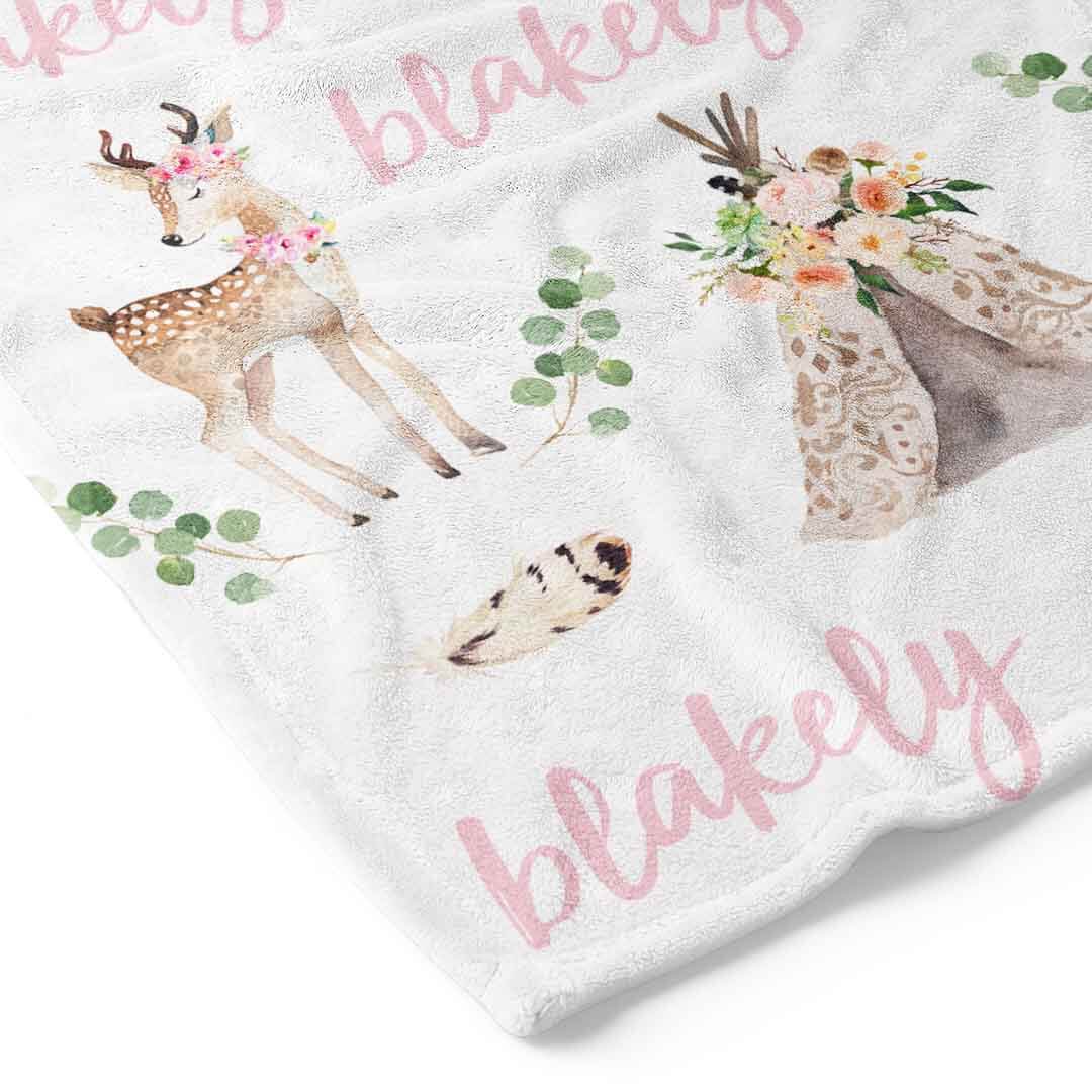 Blakely's Boho Deer Personalized Toddler Blanket - Image 2