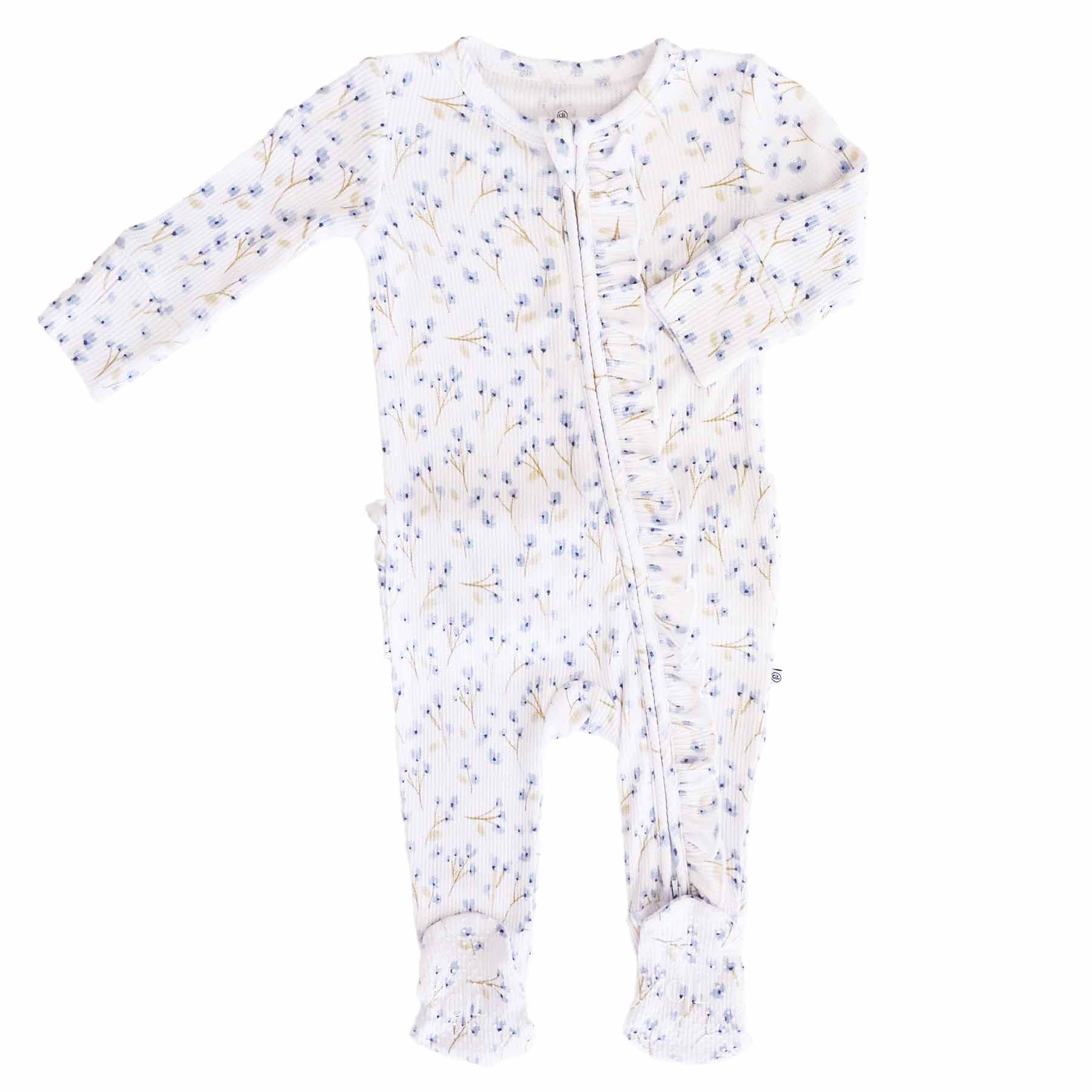 Blake's Blooms Bamboo Waffle Ruffle Zipper Footie - Image 8