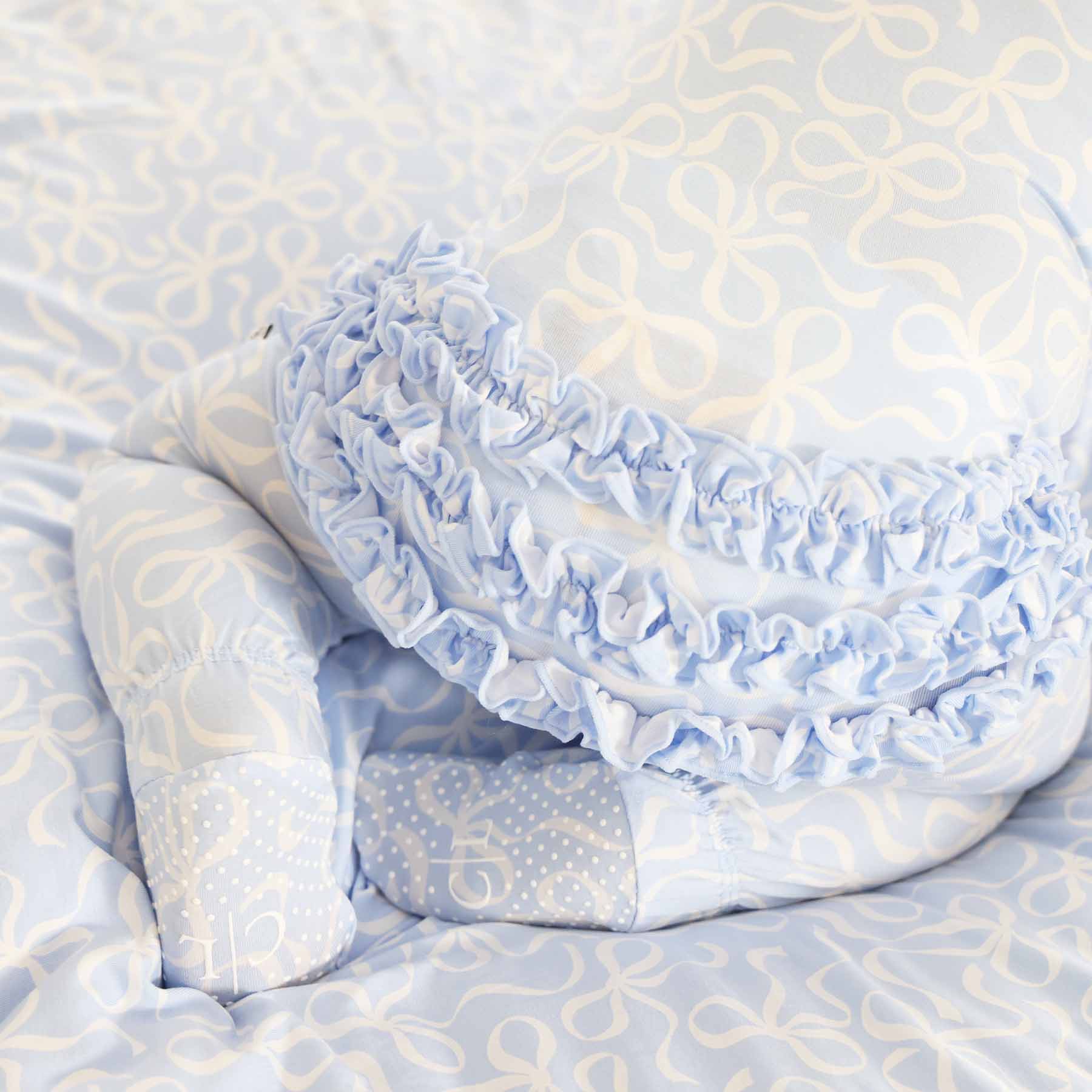 Blue-tiful Bows Ruffle Zipper Footie - Image 7