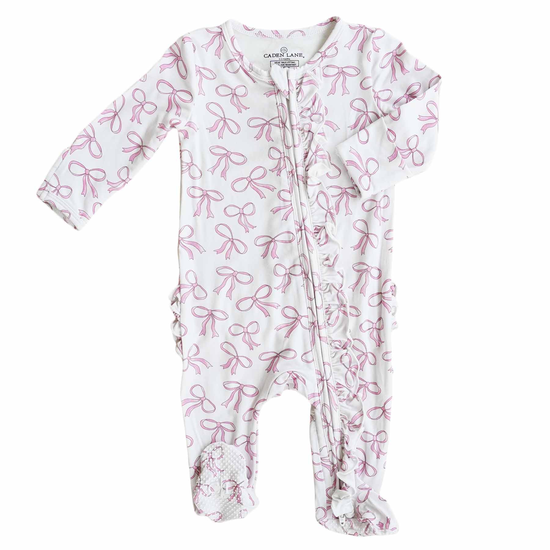 Blushing Bows Ruffle Zipper Footie - Image 8