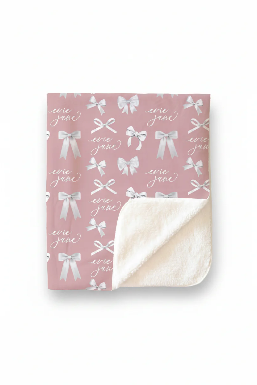 Bow Personalized Kids Blanket - Image 16