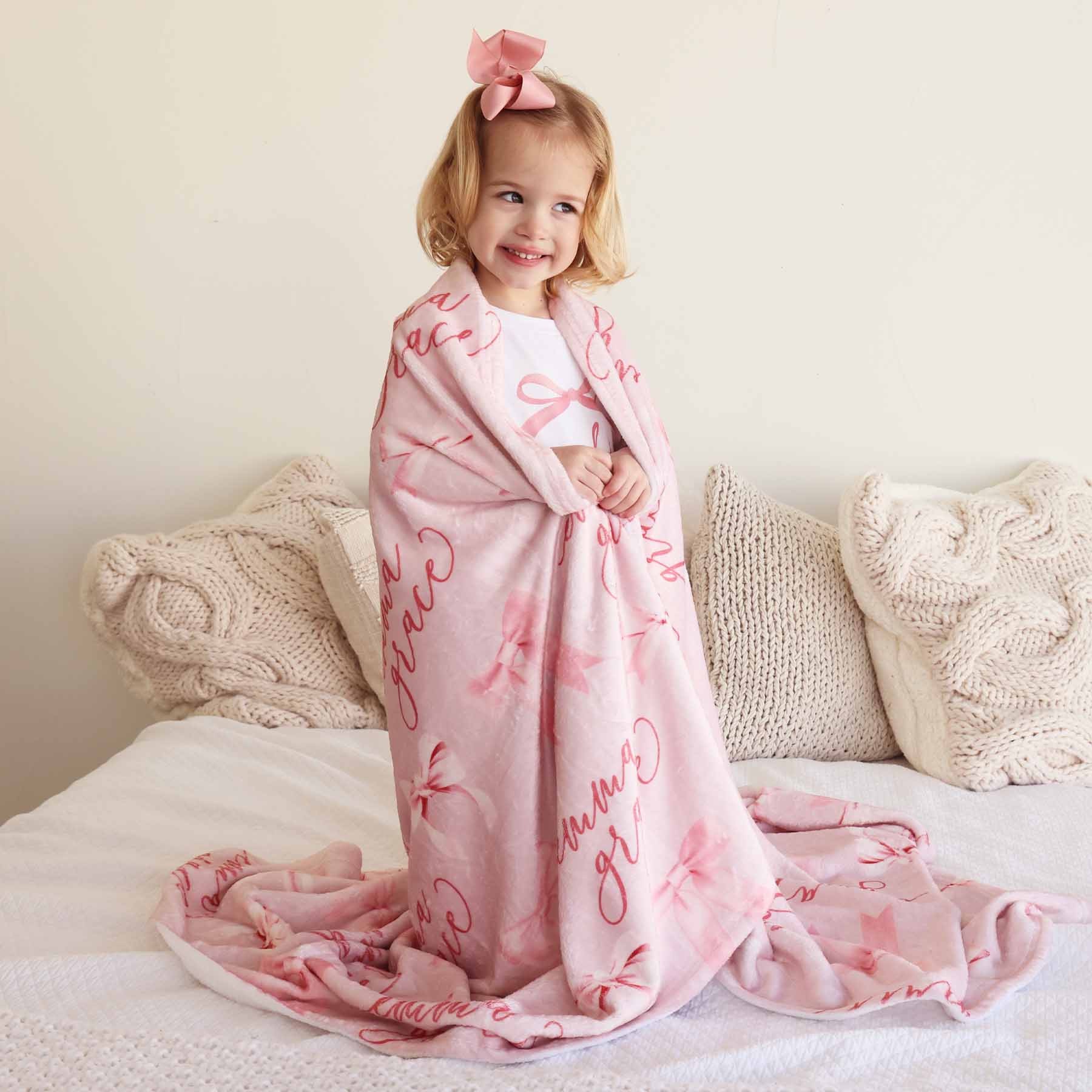 Bow Personalized Kids Blanket - Image 5