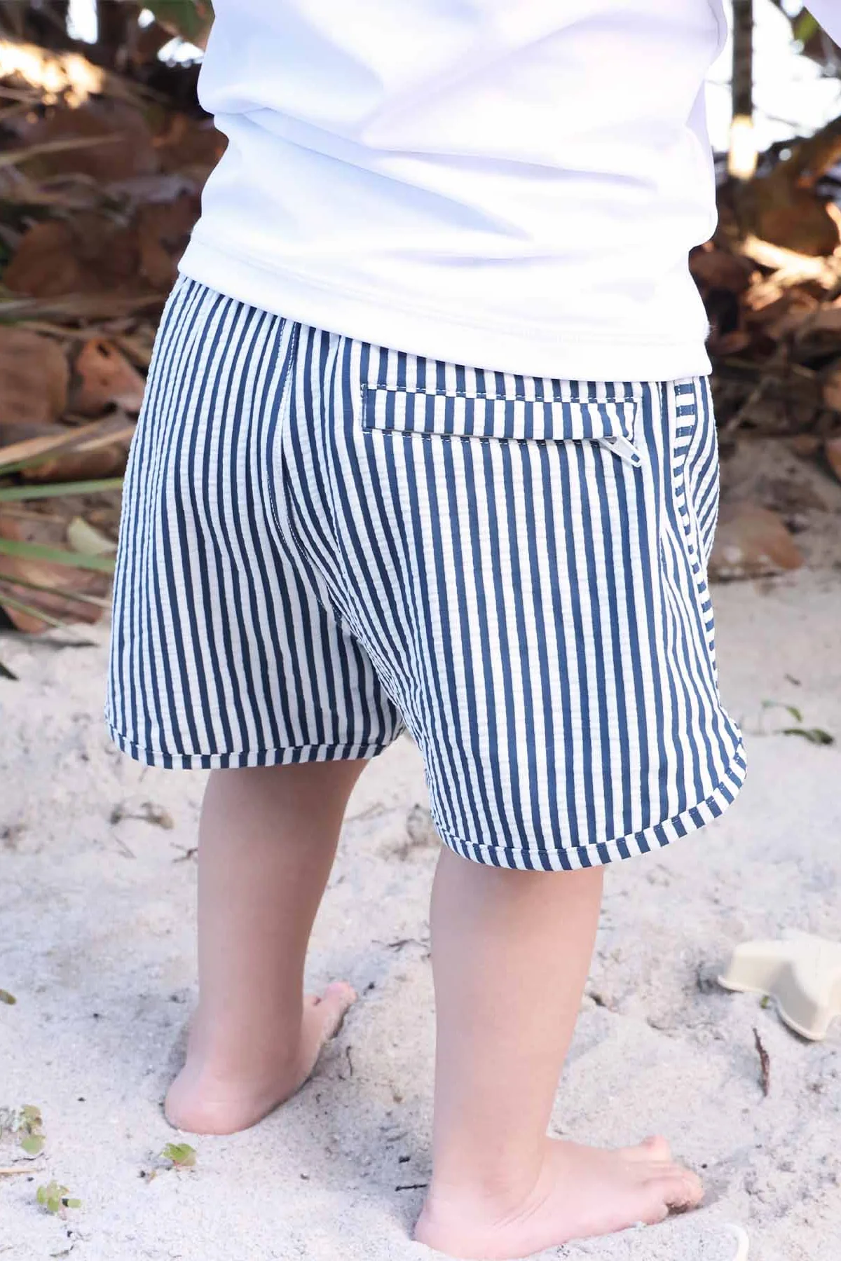 Boy's Swim Trunks | Seersucker Navy - Image 3