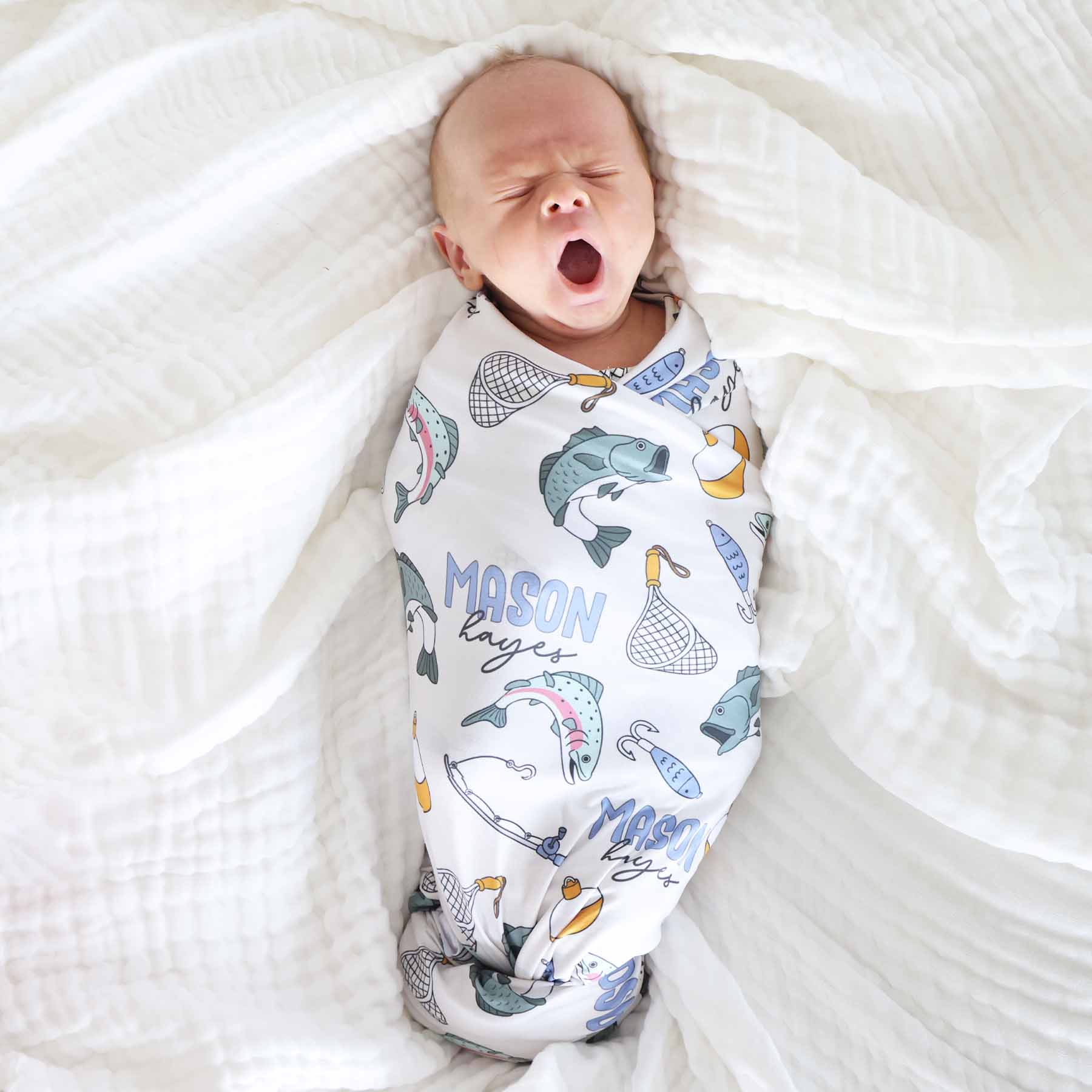 Catch of the Day Personalized Swaddle Blanket - Image 3