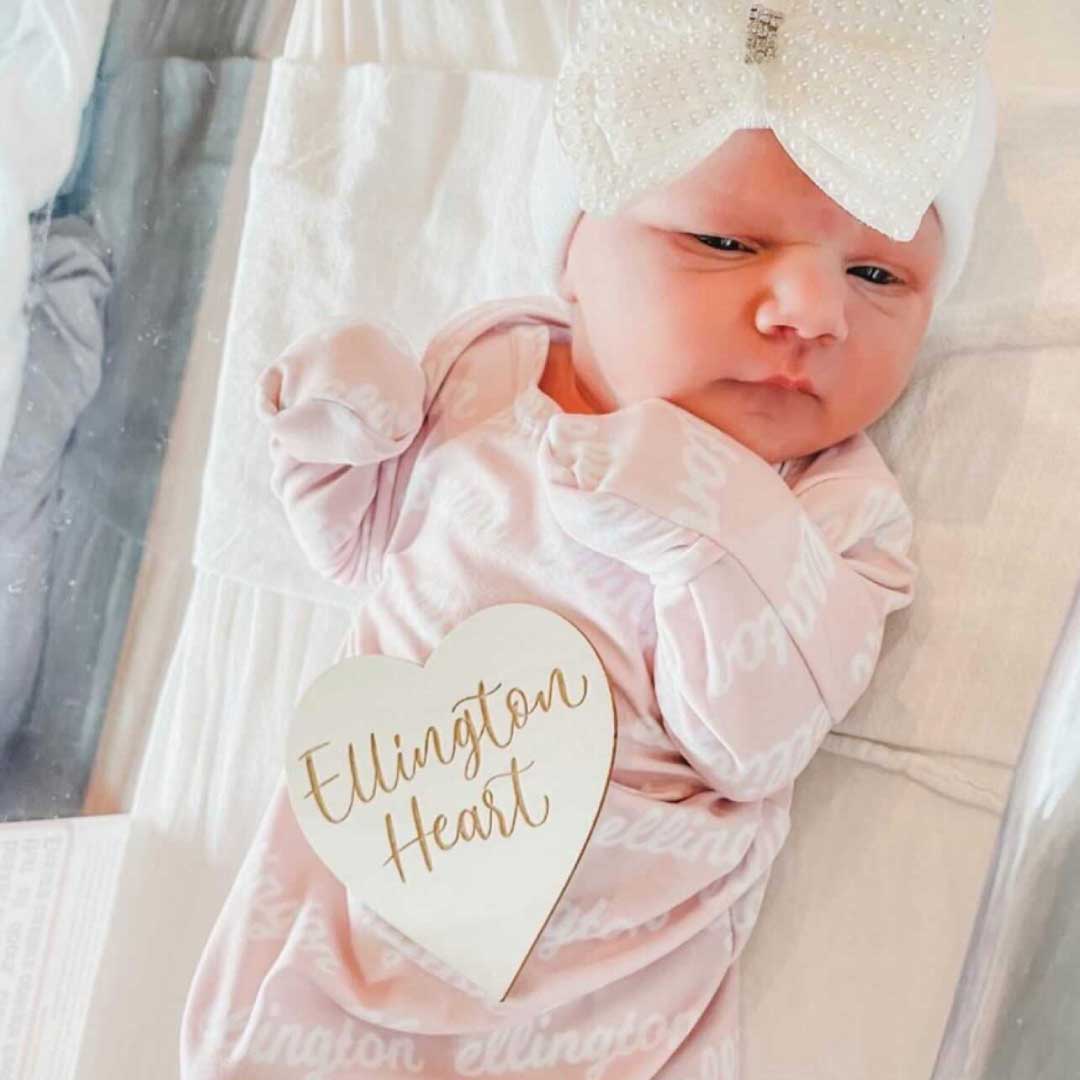 Solid Baby Pink Personalized Newborn Baby Knot Gown - Image 3