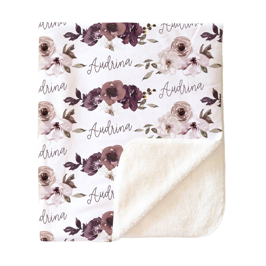 Demi's Dusty Purple Floral Personalized Toddler Blanket - Image 3