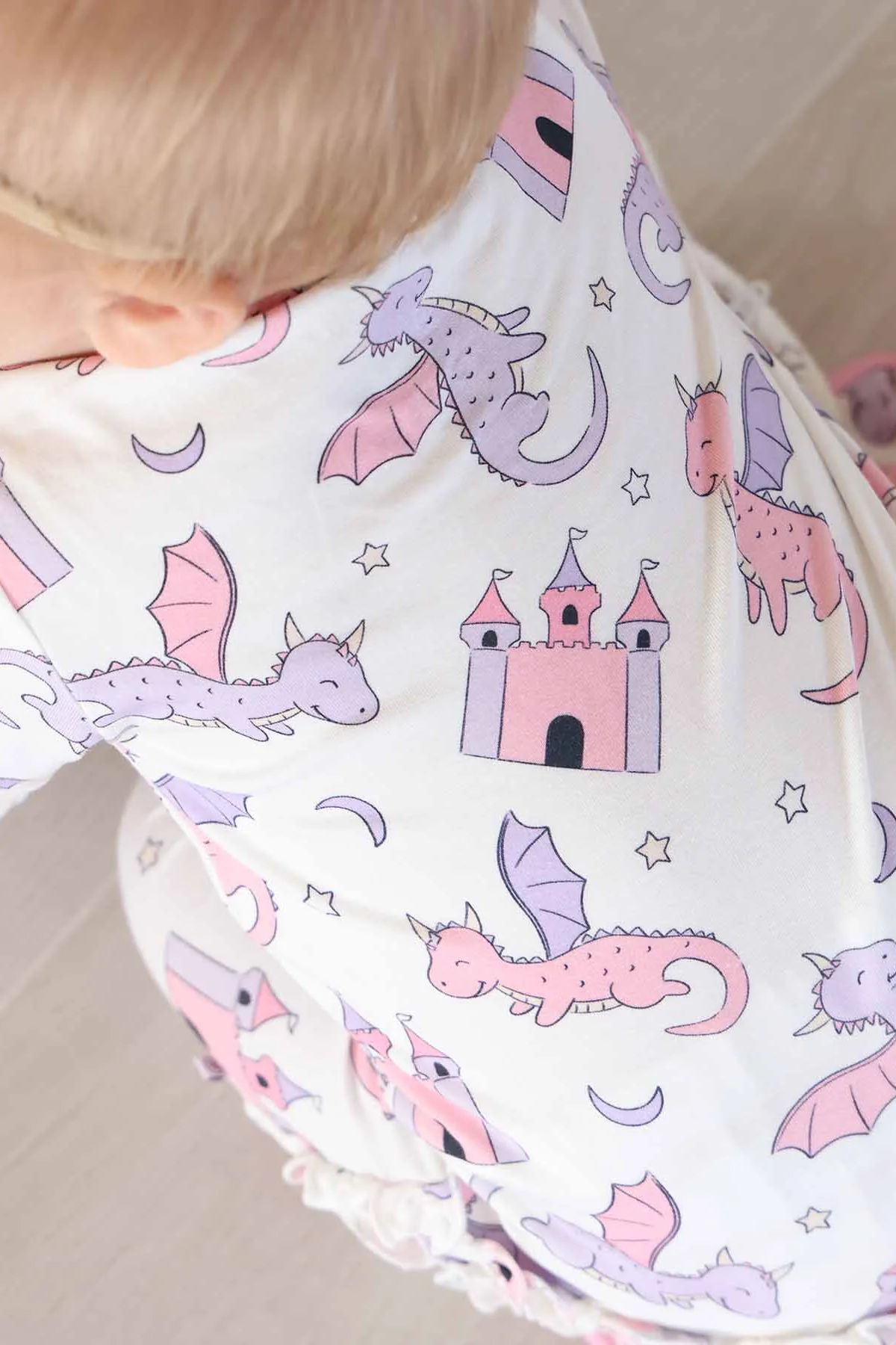 Dragon Adventure Ruffle Zipper Footie | Pink - Image 14