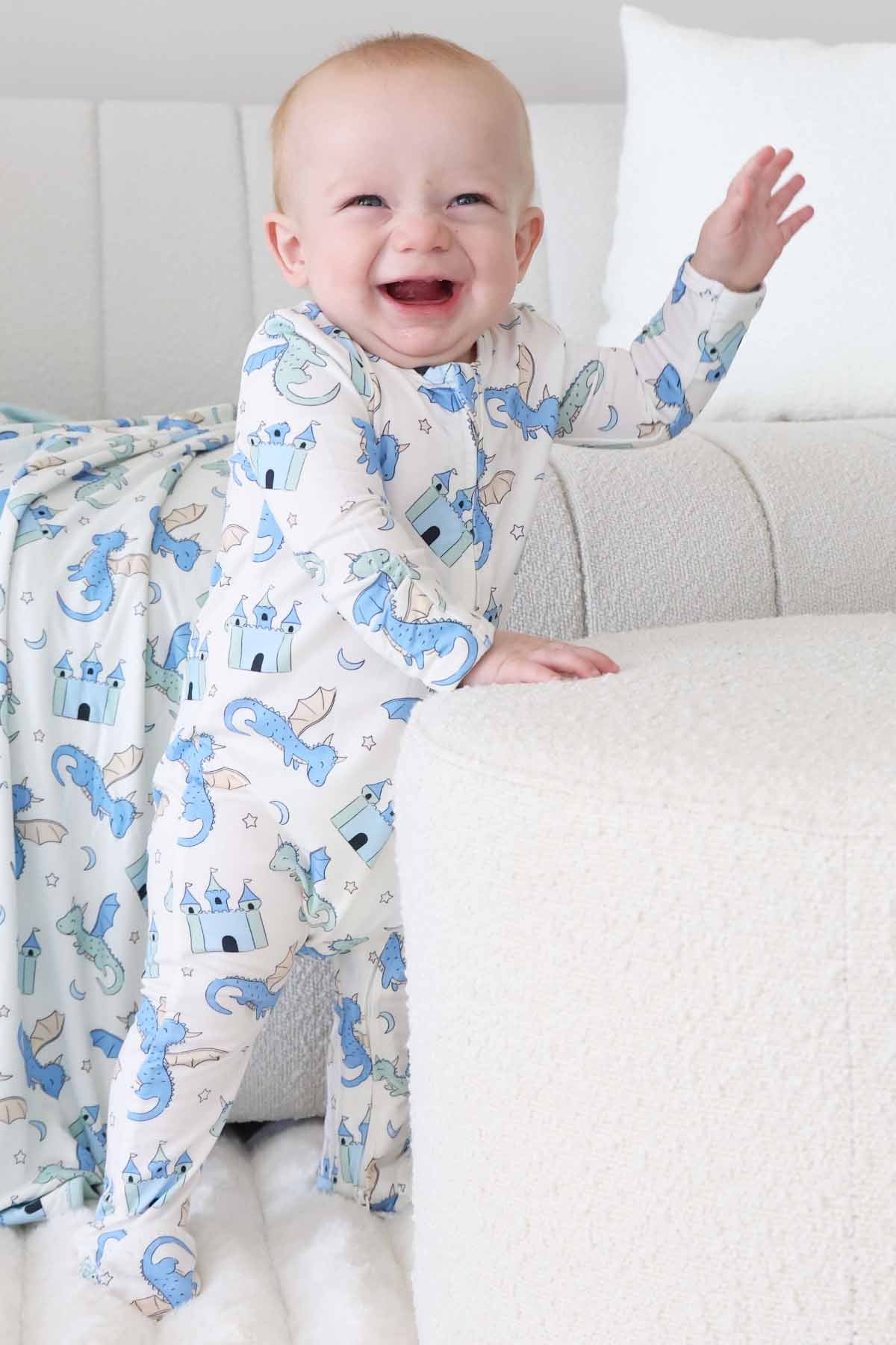 Dragon Adventure Zipper Footie | Blue - Image 15