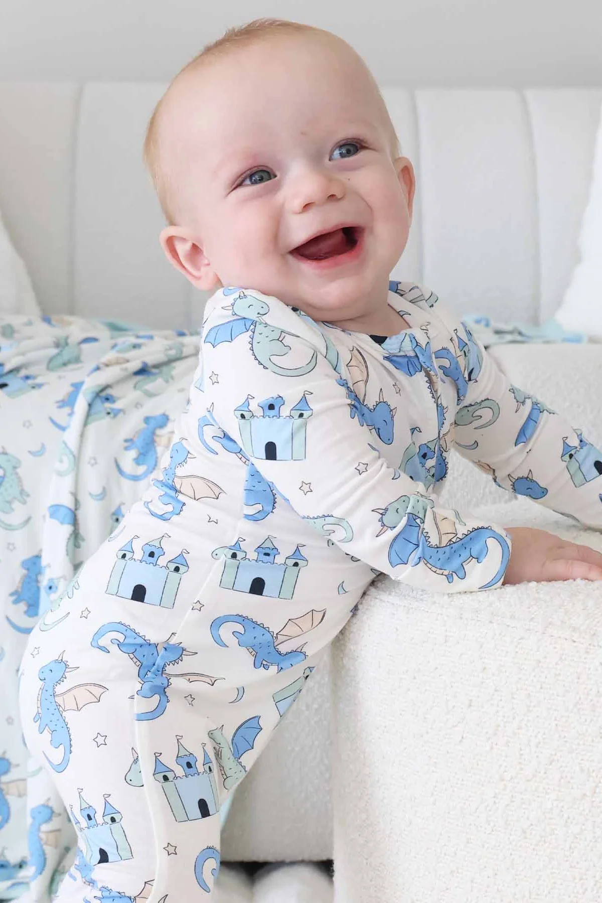 Dragon Adventure Zipper Footie | Blue - Image 4