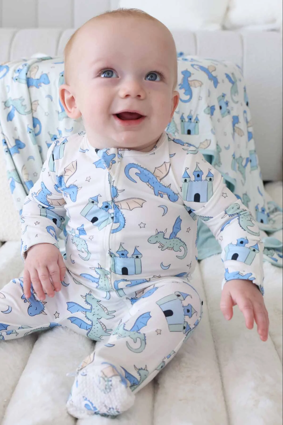 Dragon Adventure Zipper Footie | Blue - Image 9