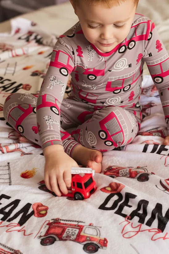 Firetrucks Personalized Toddler Blanket