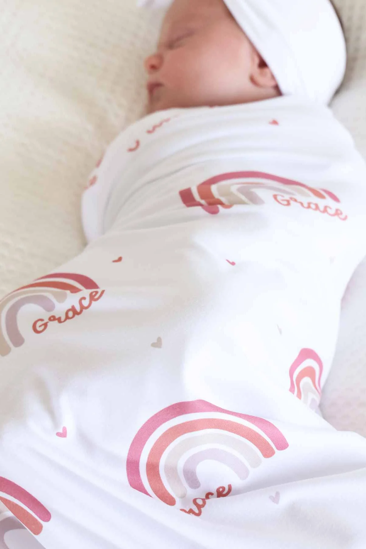Girlie Rainbow Personalized Baby Name Swaddle - Image 3