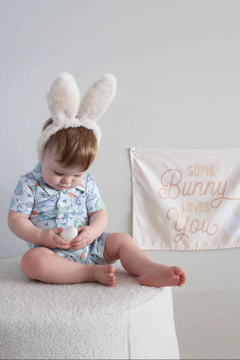Hoppy Spring Button Romper | Blue - Image 8