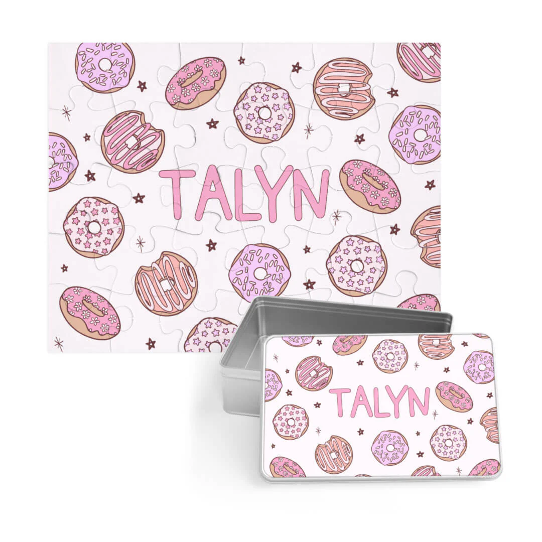 Kids Personalized 30 Piece Puzzle | Donut Shop Pink - Image 2