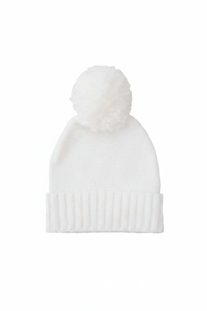 Knit Baby Pom Pom Beanie | Snow - Image 2