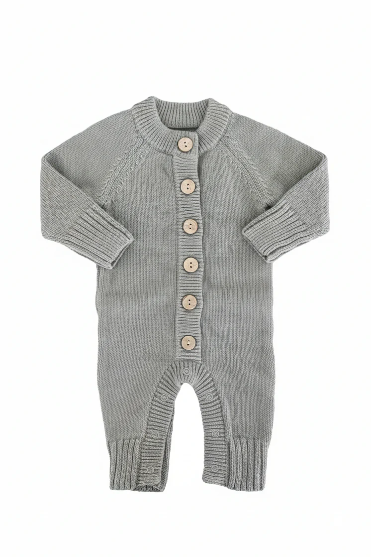 Knit Sweater Button Romper - Image 2