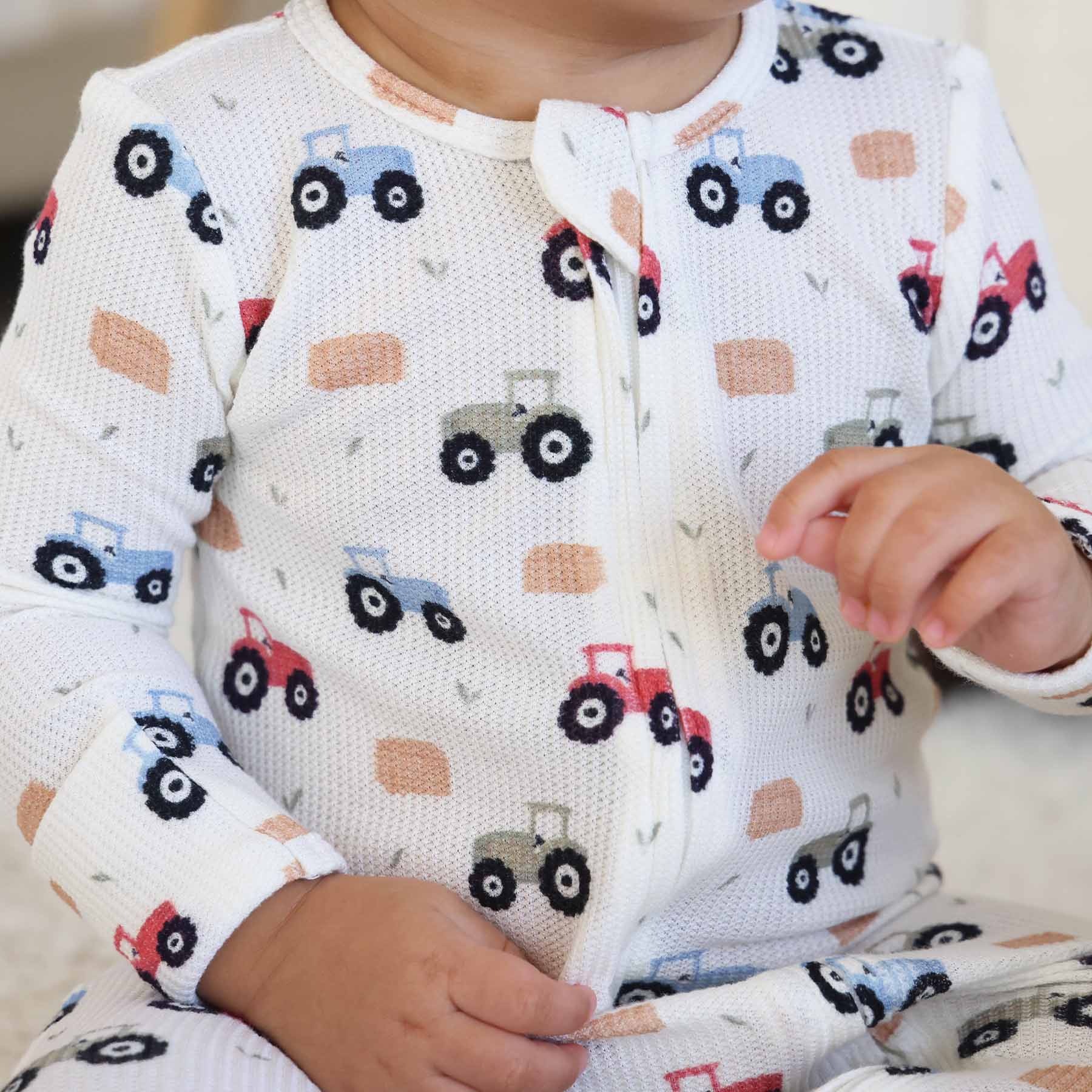 Little Farmer Bamboo Waffle Zipper Footie - Image 6