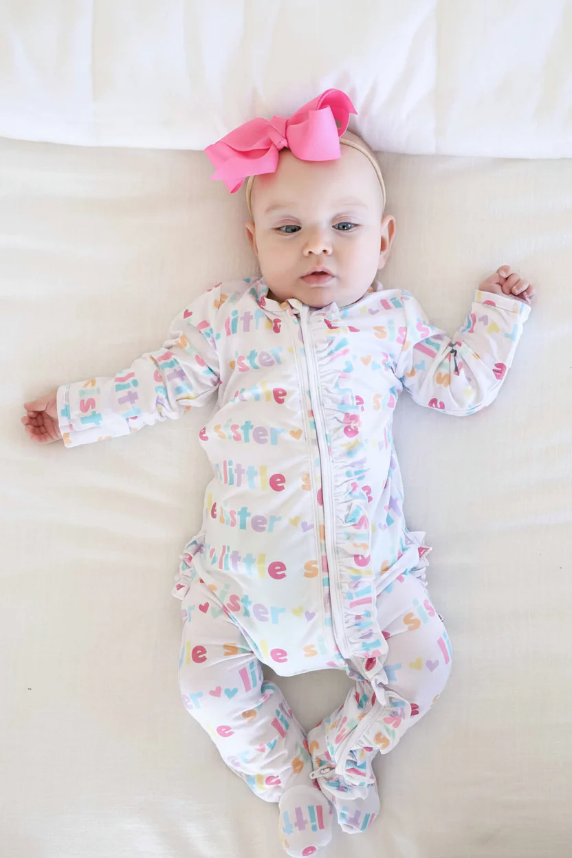 Little Sister Ruffle Zipper Footie - Image 5