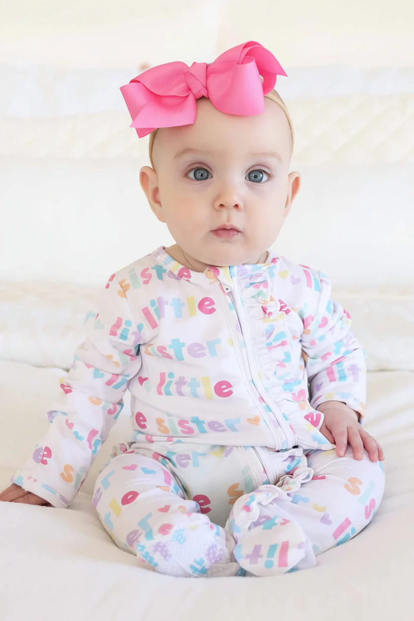 Little Sister Ruffle Zipper Footie - Image 6