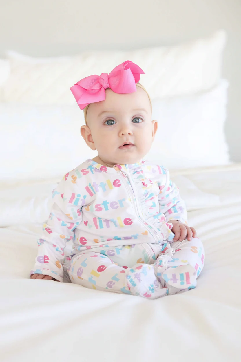 Little Sister Ruffle Zipper Footie - Image 8