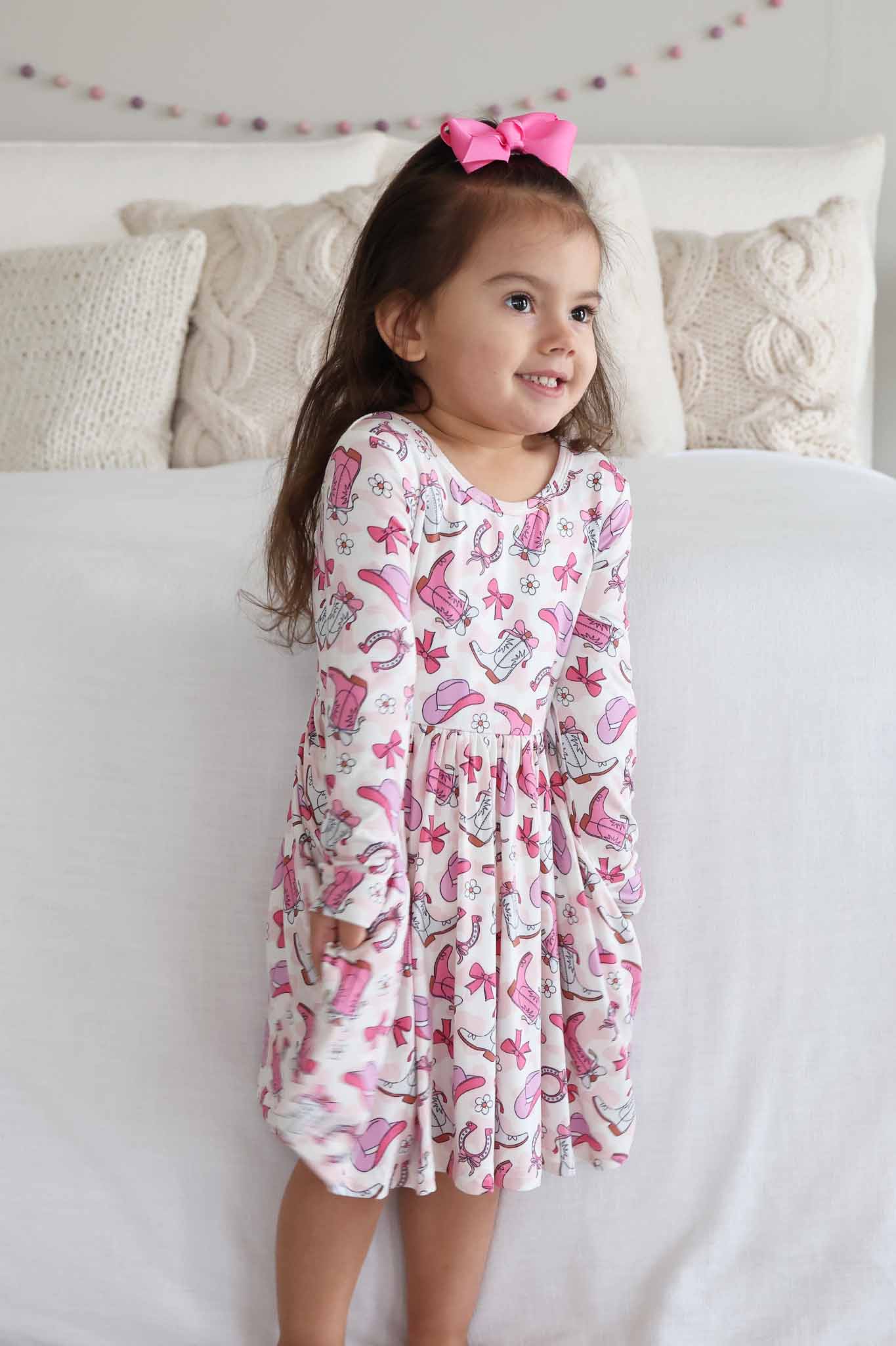 Long Sleeve Twirl Dress | Rodeo Dreams Pink - Image 14