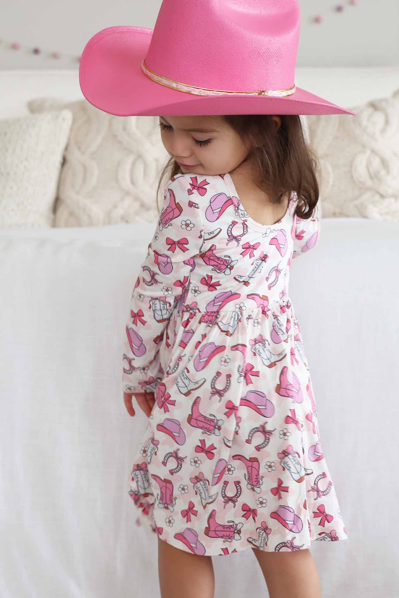 Long Sleeve Twirl Dress | Rodeo Dreams Pink - Image 5