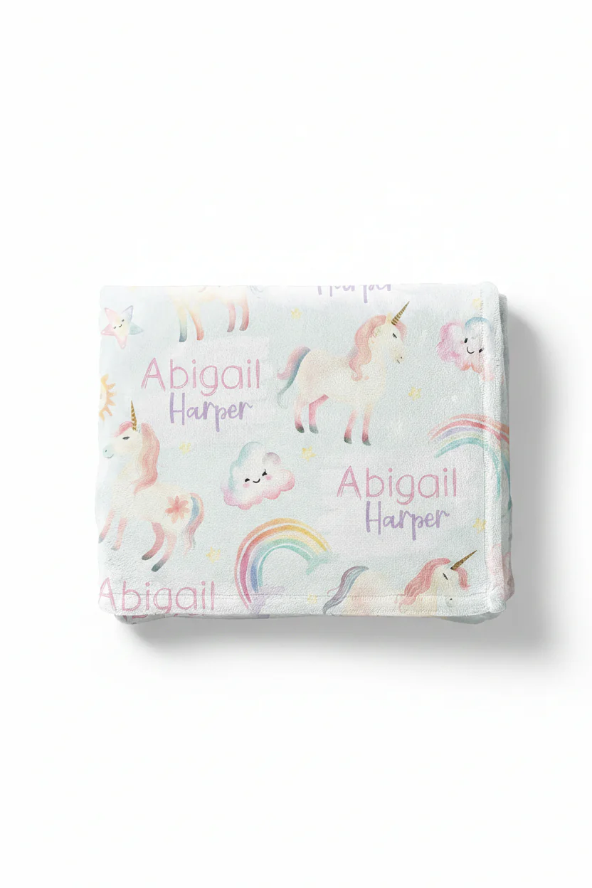 Magical Unicorns Personalized Kids Blanket - Image 2
