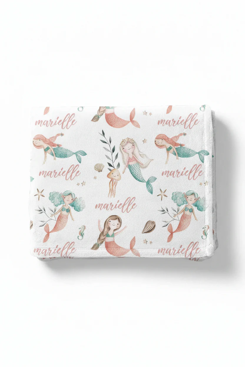 Mermaid Friends Personalized Toddler Blanket - Image 2