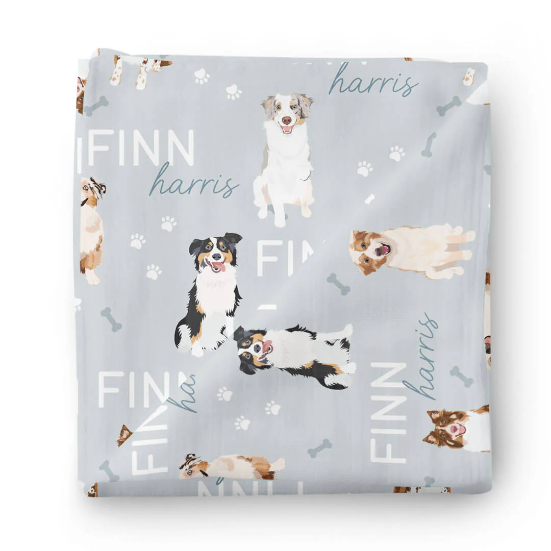 Personalized Baby Name Swaddle Blanket | Dog Breeds - Image 13