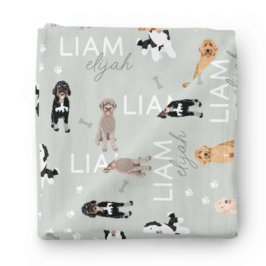 Personalized Baby Name Swaddle Blanket | Dog Breeds - Image 39