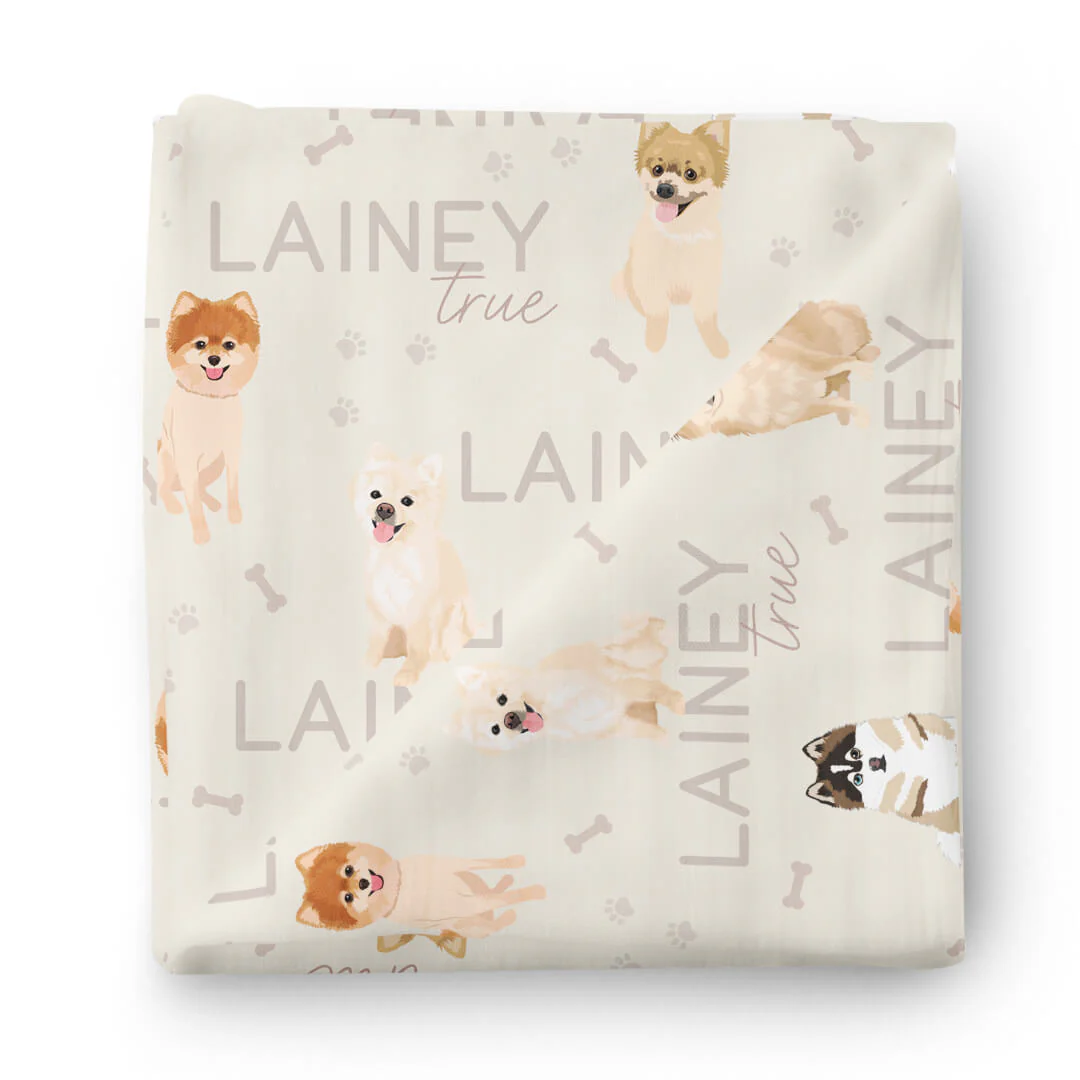 Personalized Baby Name Swaddle Blanket | Dog Breeds - Image 86