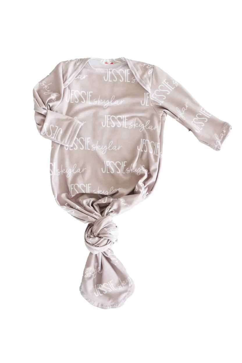 Personalized Font Duo Newborn Baby Knot Gown | Best Selling Neutrals - Image 13