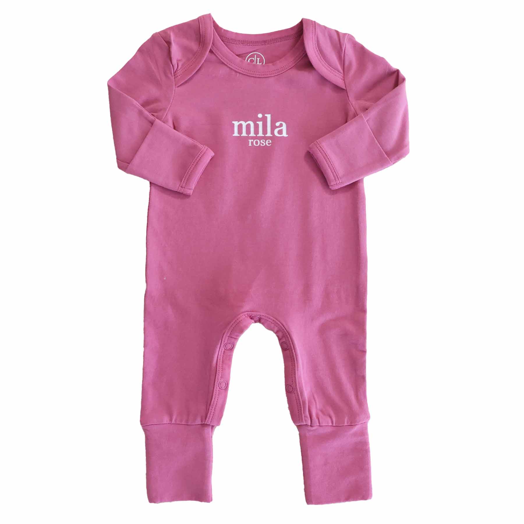 Personalized Full Length Snap Romper | Dark Rose - Image 4