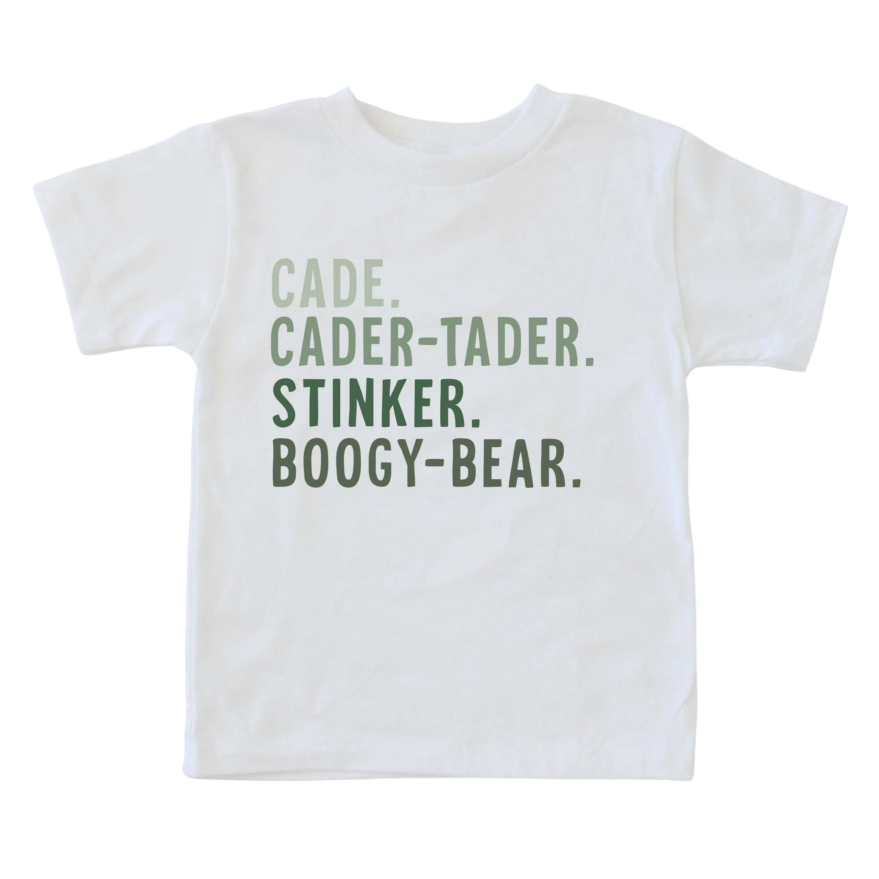 Personalized Green Nickname Color Block Kids Graphic Tee | White - Image 2