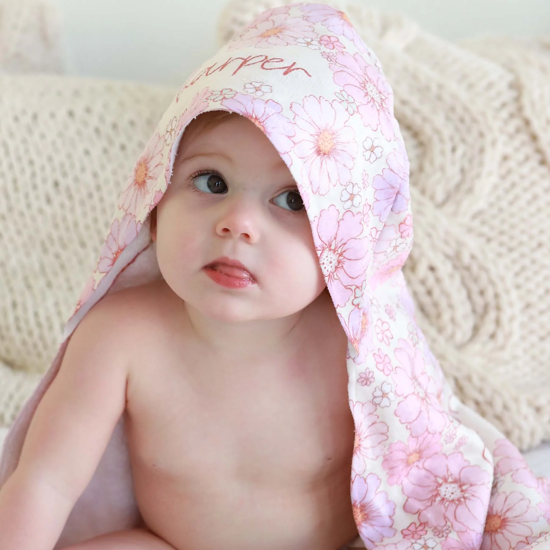 Personalized Hooded Towel | Purple Petunias - Image 6