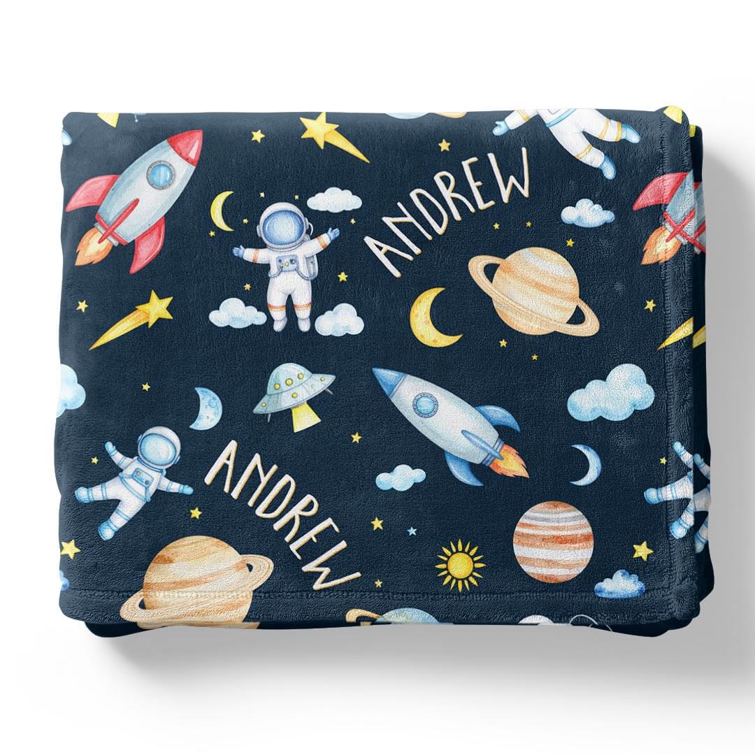 Personalized Sherpa Kids Blanket | Rocket Adventure - Image 6