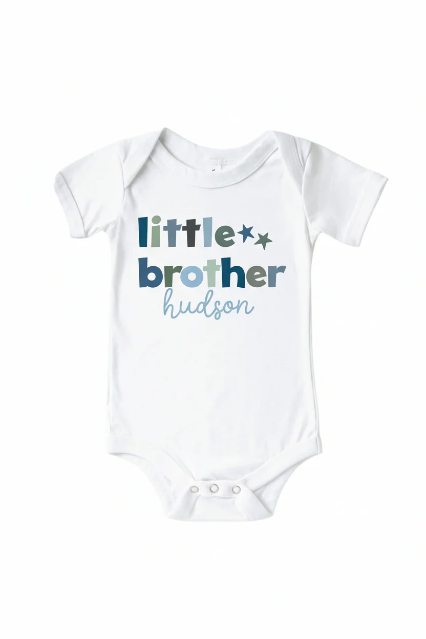 Personalized Little Sibling Graphic Bodysuit | White