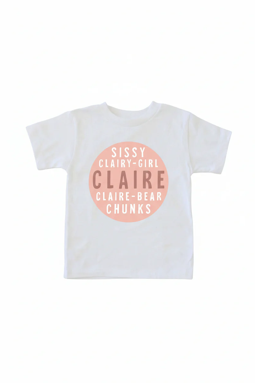 Personalized Pink Nickname Circle Kids Graphic Tee | White - Image 2