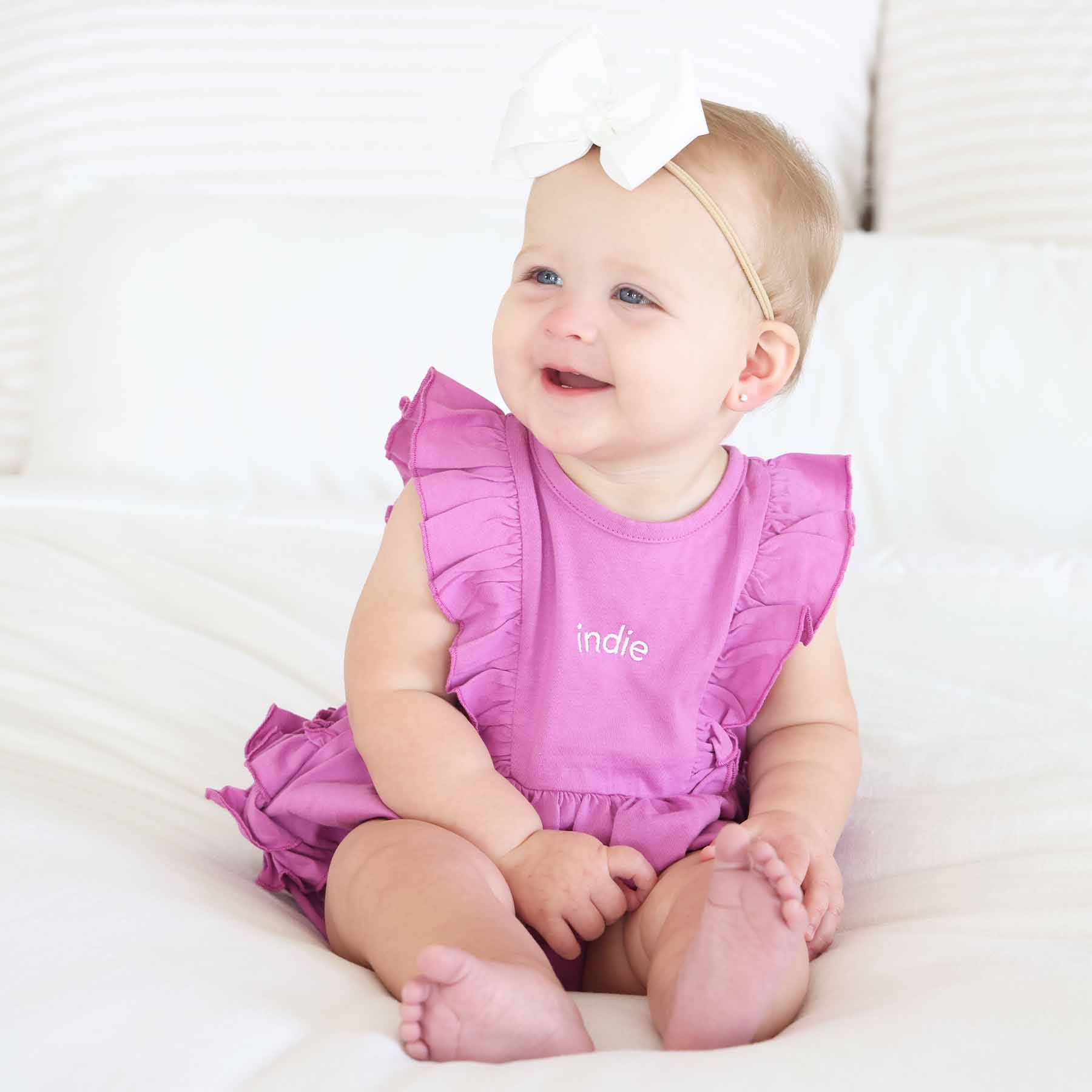 Embroidered Sleeveless Ruffle Bubble Romper - Image 7