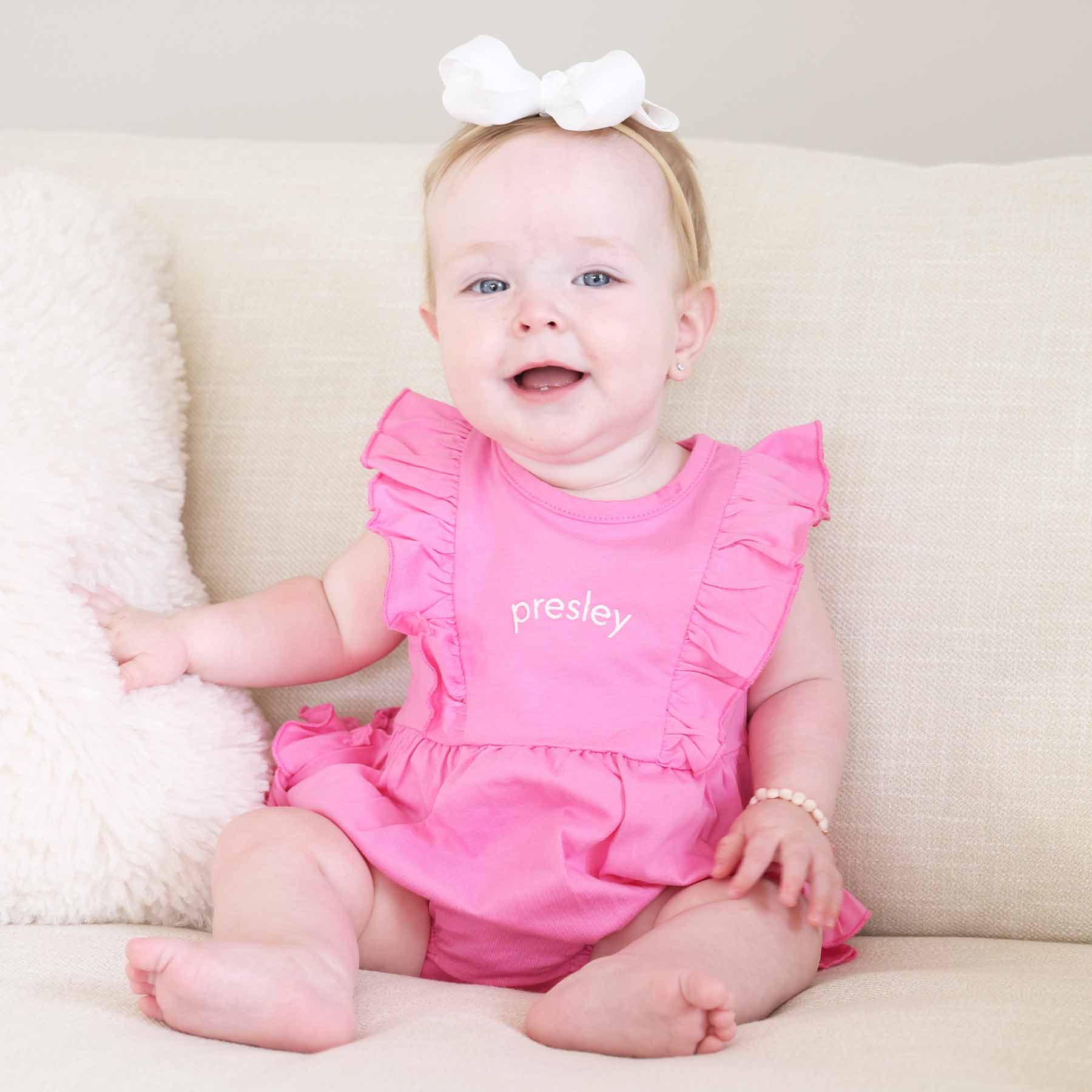 Embroidered Sleeveless Ruffle Bubble Romper - Image 9