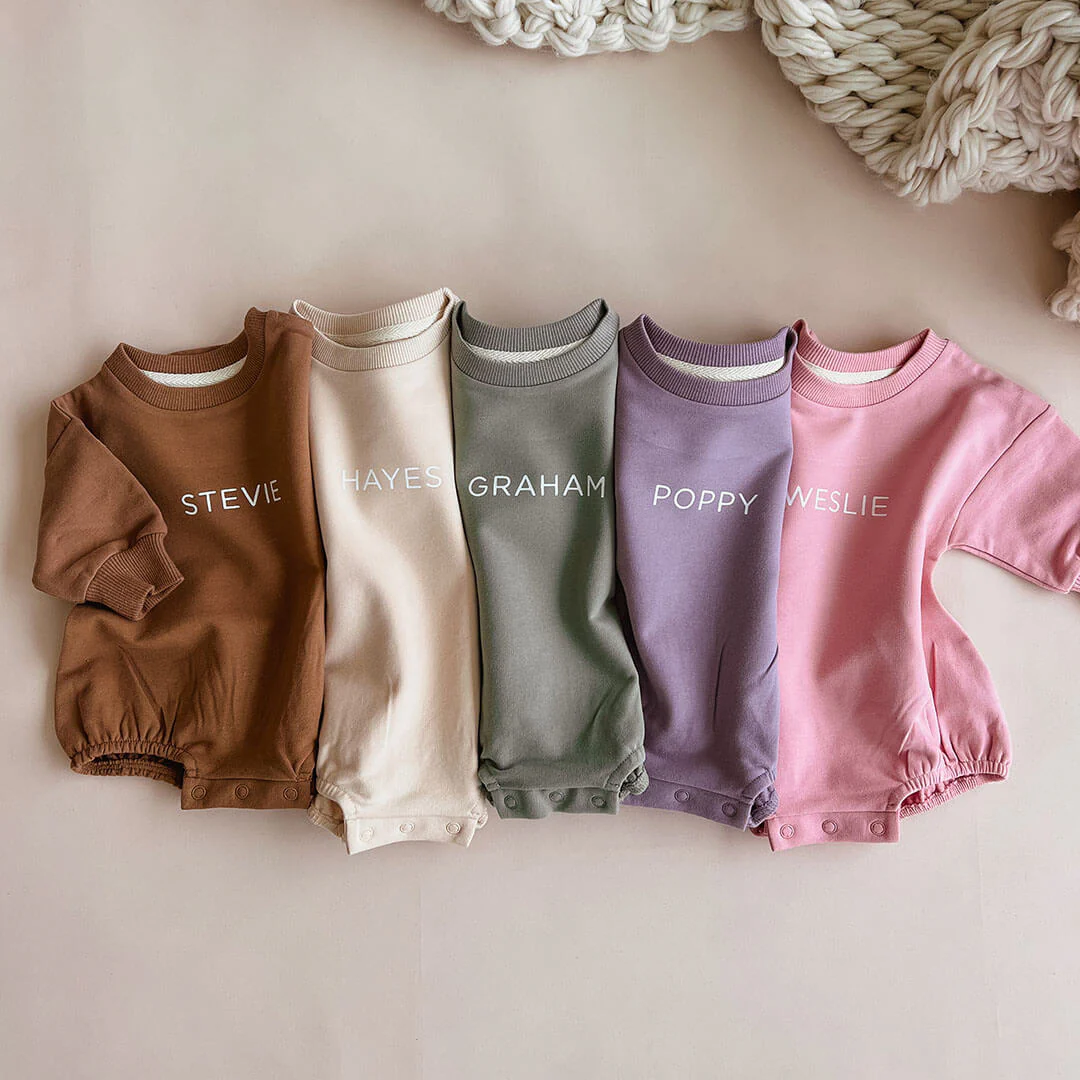 Personalized Sweatshirt Bubble Romper | Solid - Image 3