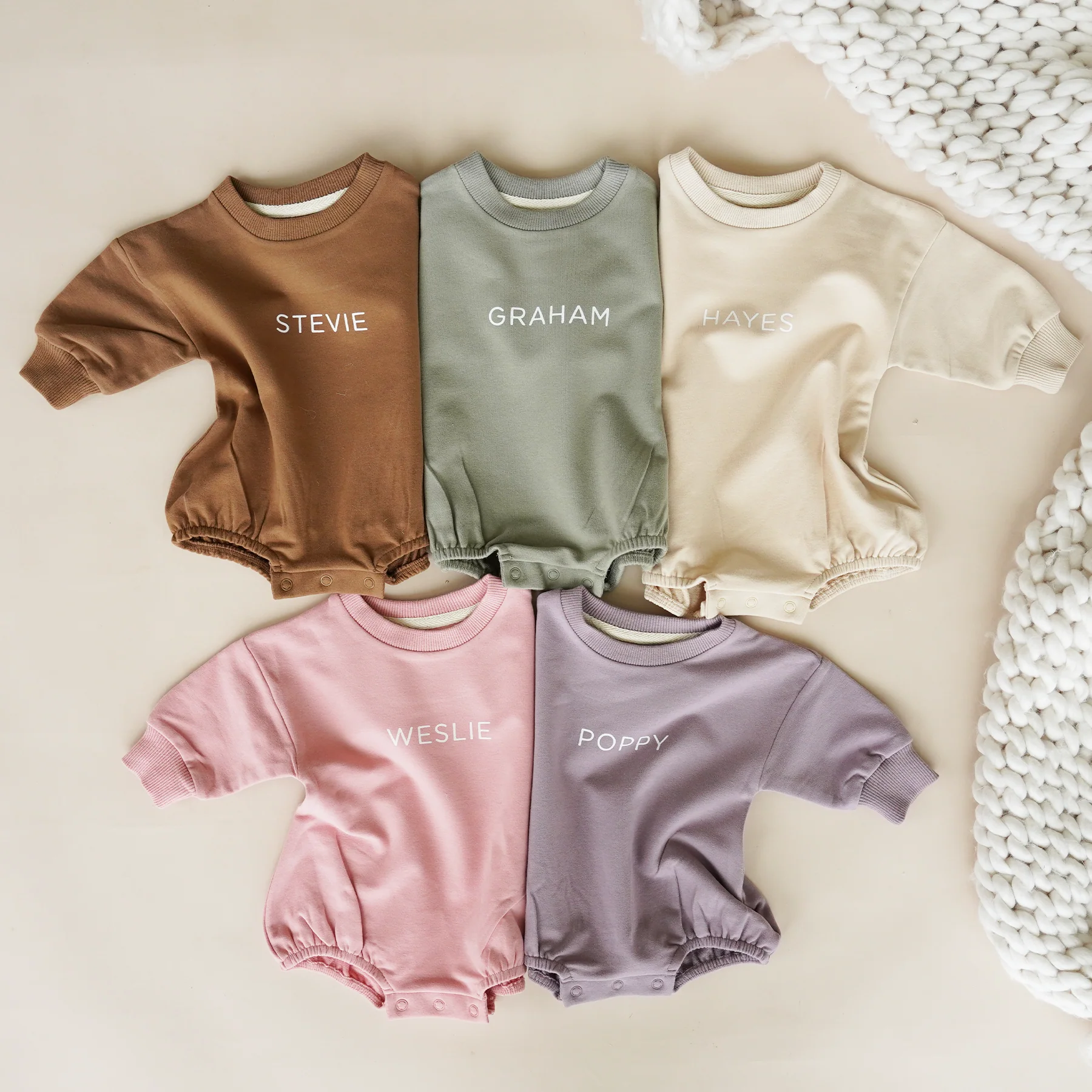 Personalized Sweatshirt Bubble Romper | Solid - Image 5
