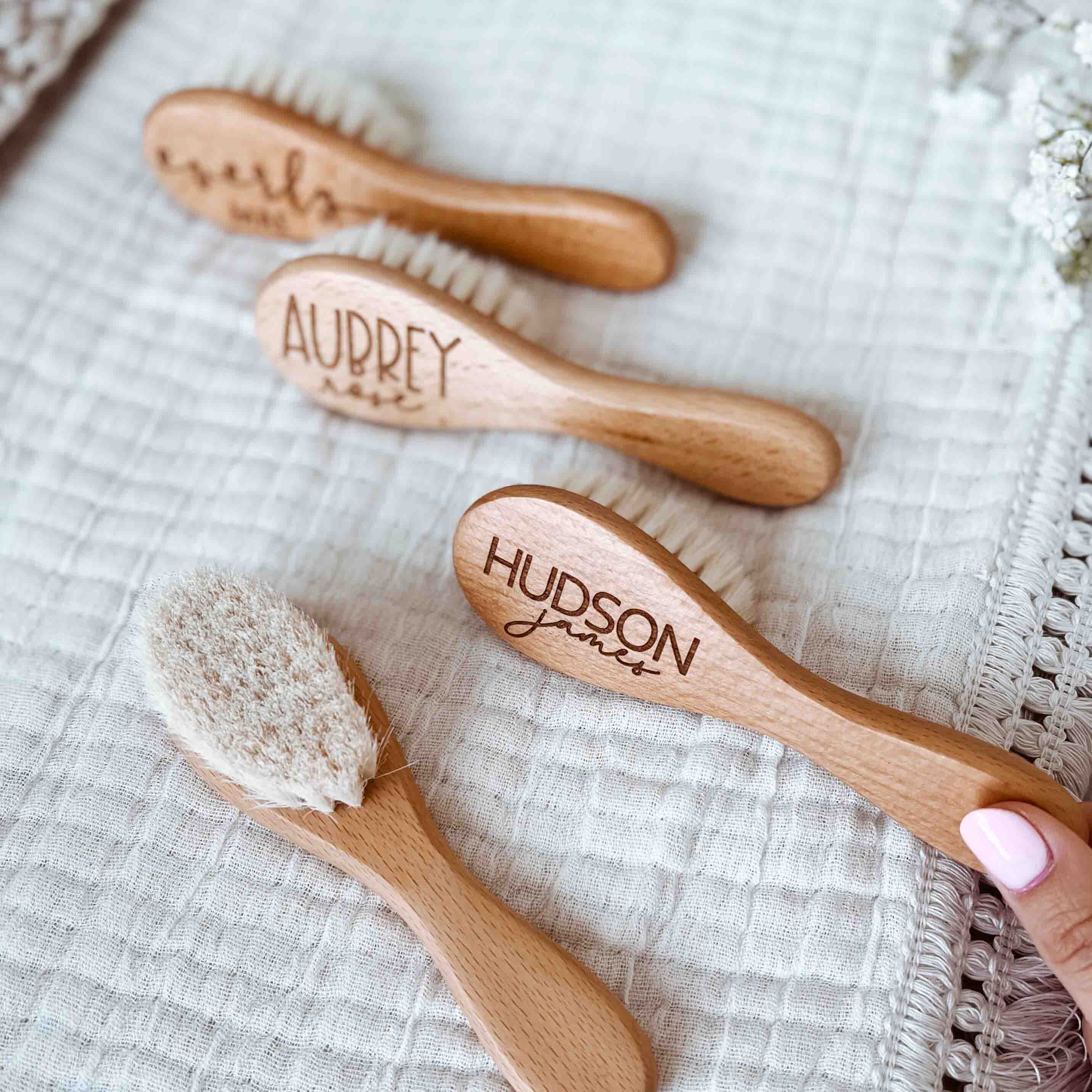 Personalized Wooden Baby Brush | Sweet Script - Image 2