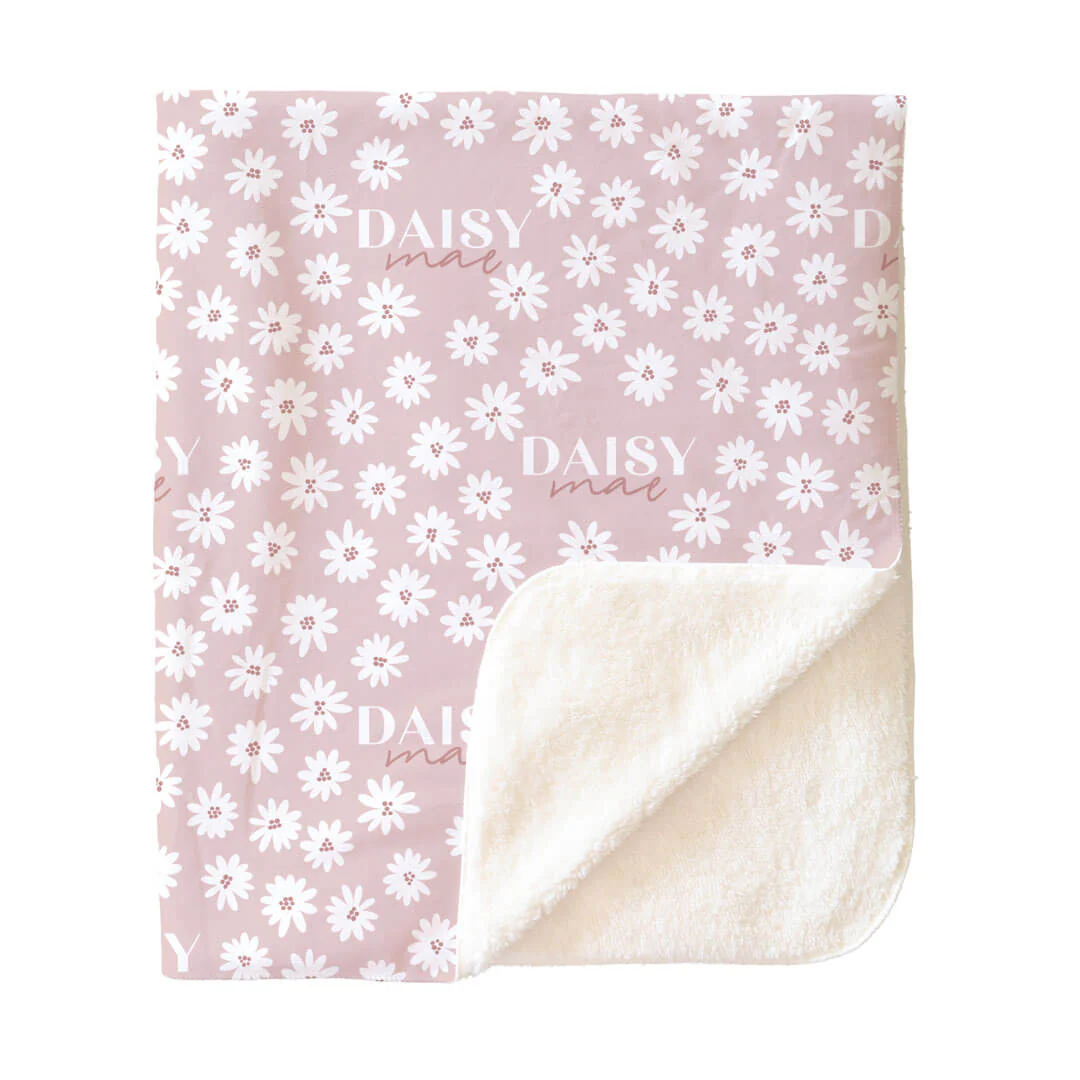 Pink Daisy Personalized Toddler Blanket - Image 3